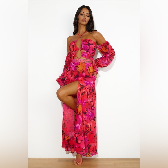 RUNAWAY KARMA MAXI DRESS ORANGE FLORAL Size 10 XL - Picture 4 of 13